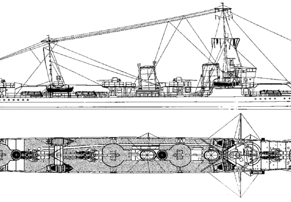 Корабль IJN Akikaze [Destroyer] (1941) - чертежи, габариты, рисунки